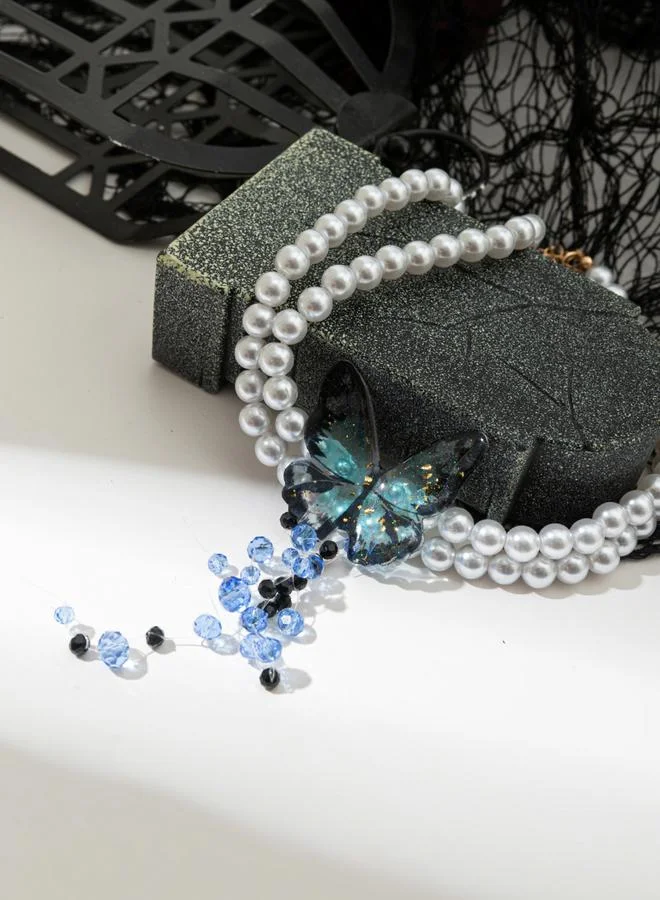 Take Two  Blue Butterfly Pearl Choker Necklace for Women | Best Price UAE